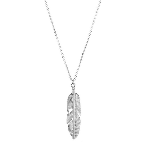 Anthropologie Jewelry - Anthropologie Silver Feather Pendant Necklace